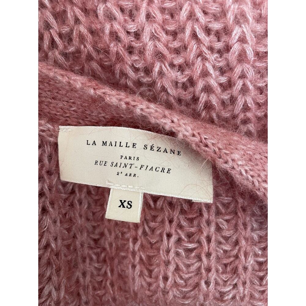 Sezane Sweater Cardigan Fuzzy Wool Mohair Ribbed Knit Achille - Picture 12 of 13